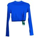 Halara  Crop Top Womens Medium Blue Ribbed Stretch Long Sleeve Activewear Photo 3