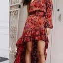 Alexis Marseille Asymmetrical Hi-Low Floral Dress/Gown Red Floral Size Small Photo 0