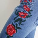 Umgee Floral Embroidered High Rise Raw Hem 5 Pocket Flare Jean 30 Photo 3