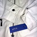 Apt. 9  Womens Jacket Coat Faux Leather Quilted Moto Biker Ivory Small Photo 10