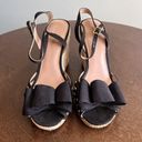 Kate Spade  Biana Bow Espadrille Wedge Sandals Womens Size 7.5 Black Slingback Photo 1