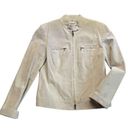 Alfani  Cream Color Leather Zip Up Jacket with Pockets Photo 0