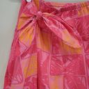 Talbots  Vintage Bright Neon Pink Orange Tropical Print Wrap Skirt Size 14 Petite Photo 2