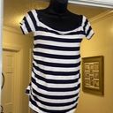 Isabel Maternity  Blue and White Striped Top Size Medium NWT Photo 0