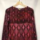 BB Dakota  Red & Black Ikat Snake Print Long Sleeve Shift Dress XS Photo 4