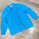 Studio Works  Linen Button Front Shirt Turquoise Large Long Sleeve Photo 6