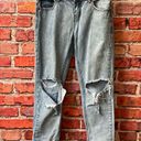 One Teaspoon Light Wash One X  Destroyed Straight Leg Dad Jeans Photo 1