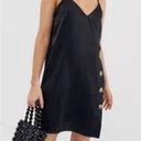 River Island  ASOS black side button satin slip dress size U.S. 6 Photo 1