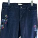 J.Jill  Jeans Floral Embroidered Slim Ankle Luna Dark Wash NEW Women’s Size 12 Photo 2