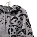 White Birch  Leopard Print Hooded Sweater Grey Black Size Medium Photo 3