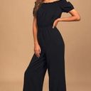 Lulus Finding Paradise Off The Shoulder Jumpsuit Black Size M Photo 0