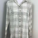 Lou & grey  Dove Gray Buffalo Check Button Down Boyfriend Shirt Medium Photo 0