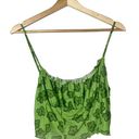 Boutique  Y2K Green Floral Mesh Cropped Tank Top XL Photo 0