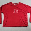 Rae Dunn  Womens Pajama Set Size L Red JOY Holiday Pull On Sweatshirt & Pants NEW Photo 2