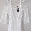 Open Shoulder Boho Romper Shorts White Size M Photo 2