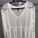 Torrid  Plus Size Knit V Neck Lace Inset long sleeve babydoll top size 2X Photo 5