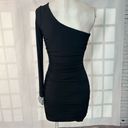 City Triangles  Black Ruched Bodycon One Shoulder Mini Dress Size S Photo 4