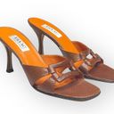 Isaac Mizrahi new  ⌘ Open Vamp Lizard Kitten Heel Mule Sandals ⌘ Orange Brown 10 Photo 9