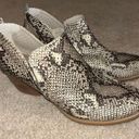 Baretraps  ivory and tan snake skin like open entry booties with heel, size 8.5 Photo 0