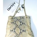 DKNY NEW  Gold Leather Python Snakeskin HANDBAG Convertible Crossbody Chain Purse Photo 4