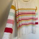 Talbots Plus Boatneck Sweater 3/4 sleeve cream rainbow stripe Women’s size 1X Photo 12