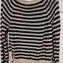 BCBGMAXAZRIA  beige and black striped knit sweater size large Photo 2