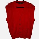 Brooks Brothers  Womens 100% Wool V-Neck Button Up Cable Knit Sweater Vest Red L Photo 0