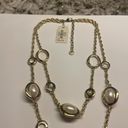 Talbots  Gold Tone Faux Pearl Statement Necklace NWT Double Strand Photo 6