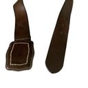 Amanda Smith Vtg  genuine leather chocolate brown cowgirl belt metal buckle Sz L Photo 6