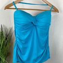 Anne cole  Blue Contour Tankini Halter Swim Suit Top L Photo 1