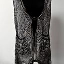 Lily by Firmiana Eyelet Lace Long Vest Two Pockets One closure Front Cardigan Black Size L Photo 0