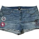 Sanrio Hello Kitty Plus Size Denim Shorts Y2K Style 22 Pink Kitty Patches Blue Photo 0