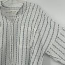 Lou & grey  Oversized Beachy Button Up Shirt White Blue Embroidered Stripe Sz M Photo 2