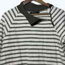 Doe & Rae  Pullover White & Gray Striped Zippered Shirt Medium Photo 2