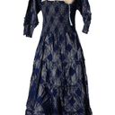 Hill House NWT  Nesli Nap Dress in Navy Glitter Check Smocked Midi XS Photo 1