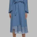 Zimmermann  Fringed Wool Coat Wrap Robe Style Trench Coat Periwinkle Blue Size 3 Photo 0