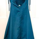 Jason Wu  Teal Turquoise Satin Tie Strap low black slip midi dress ruched XS Photo 4