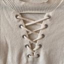 n:philanthropy n.philanthropy Cream Wool Cashmere Blend Lace Up Sweater Photo 2