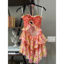 Rococo  SAND Nesh Cut Out Mini Dress Pink Orange Yellow Womens Size Medium Photo 4