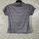 Vintage Blue Mardi Gras  Diamond Patterned Collared Baby Tee - Size S/M - Cropped Photo 5