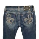 Miss Me  Jeans Womens Sz 28 boot cut blue Denim Embellished Fleur de Lis Pockets Photo 1