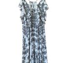 Rococo  Sand Rare Silk Pixels Grecian Print Ruffle Midi Dress White Size XS Photo 1