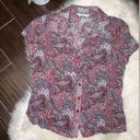 St. John  Knits Russian Red Multi Paisley Print Blouse Photo 0