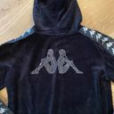 Kappa  222 Banda Stech Zip Velour Hoodie in Black Smoke Photo 6