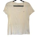 Tommy Hilfiger  Thick White Cotton V-Neck T Shirt Short Sleeves Large Photo 0