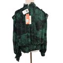 Elan  Green Tressor Smocked Waist Ruffle Blouse Size Medium New with Tags Photo 5