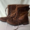 Rock And Candy  Danlea Winter Boot Faux Suede Faux Fur Lace Up Mid Calf Brown 9.5 Photo 6