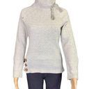 prAna  Lucia Womens Sweater Wool Blend Mock Neck Pullover Gray White Chevron XS Photo 0