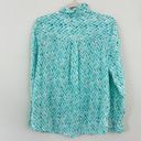 Charter Club  Women 100% Linen Button Front Pastel Sea Horse Shirt Top Aqua Sz M Photo 6