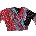 Carole Little  Paisley Boho Blouson Faux Wrap Dolman Sleeve Top, Sz 16 Photo 7